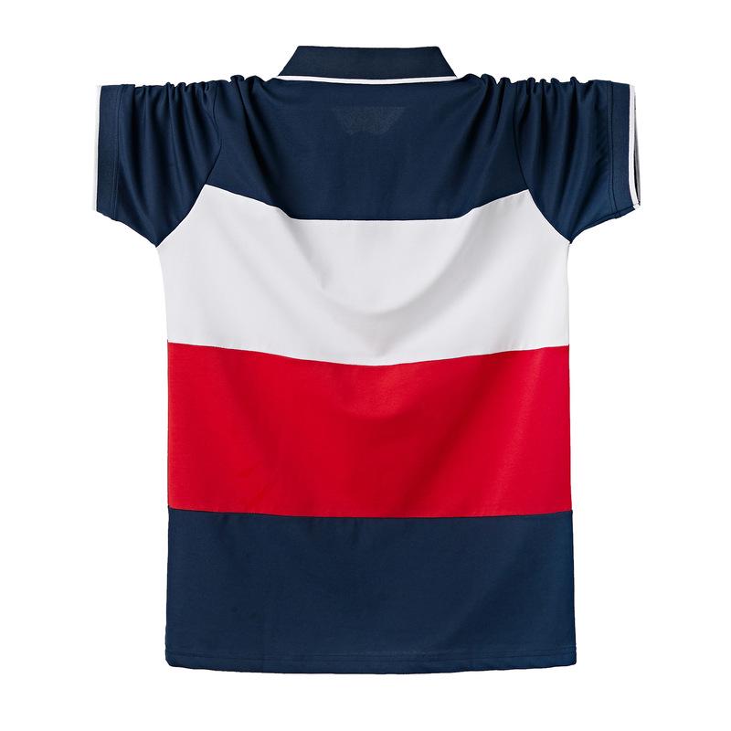 Plus Size Summer Men Short Sleeve Polo Shirt Cotton Striped Brand Clothing Business Casual Men