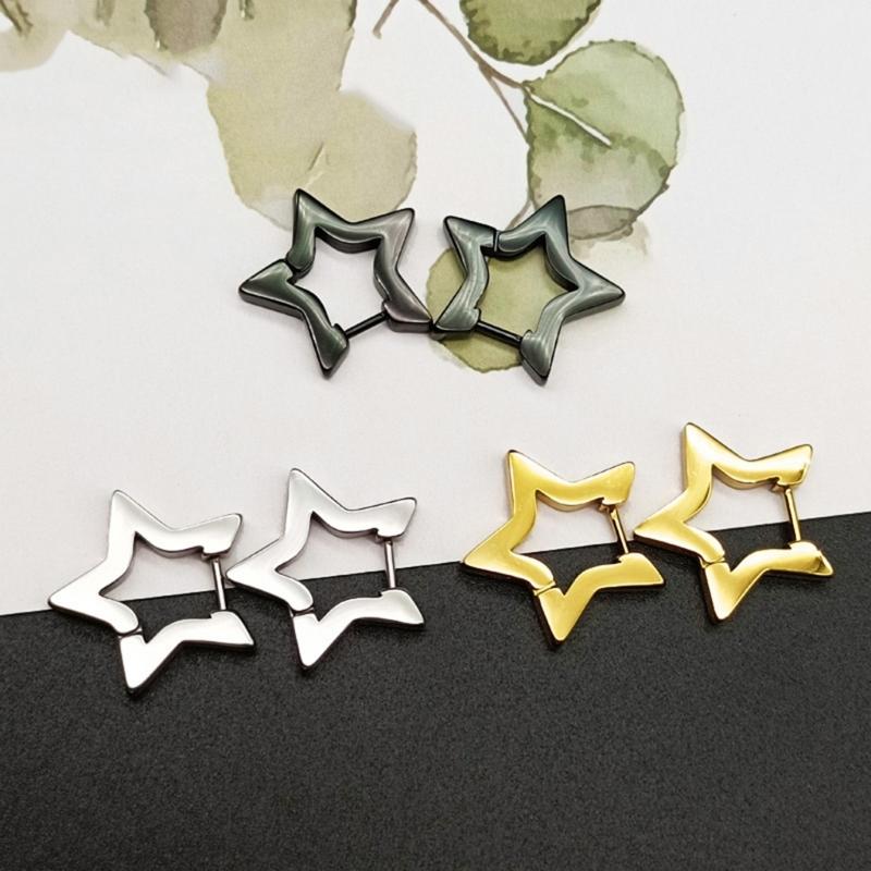 Stainless Steel Pentagram Star Ear Stud Sweet Cool Star Stud Earrings Jewelry Fashion Piercing Earrings Birthday Gift