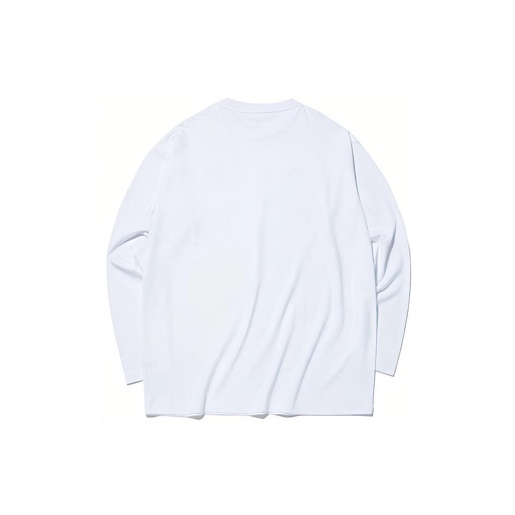 Anta Logo Print Loose Knit Long Sleeve T-Shirt Unisex Tops White 152130407-1