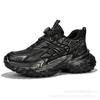 Scarpe da ginnastica traspiranti in rete stile papà, colore nero, stile mecha scuro, con rialzo, scarpe casual con lacci, scarpe con rialzo a suola spessa