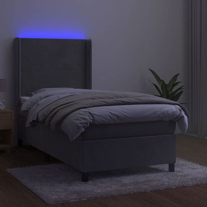 VidaXL Sommier à Lattes de Lit avec Matelas et LED, Lit Rembourré, Lit Simple, Lit Adulte de Chambre à Coucher Intérieur, 3139421