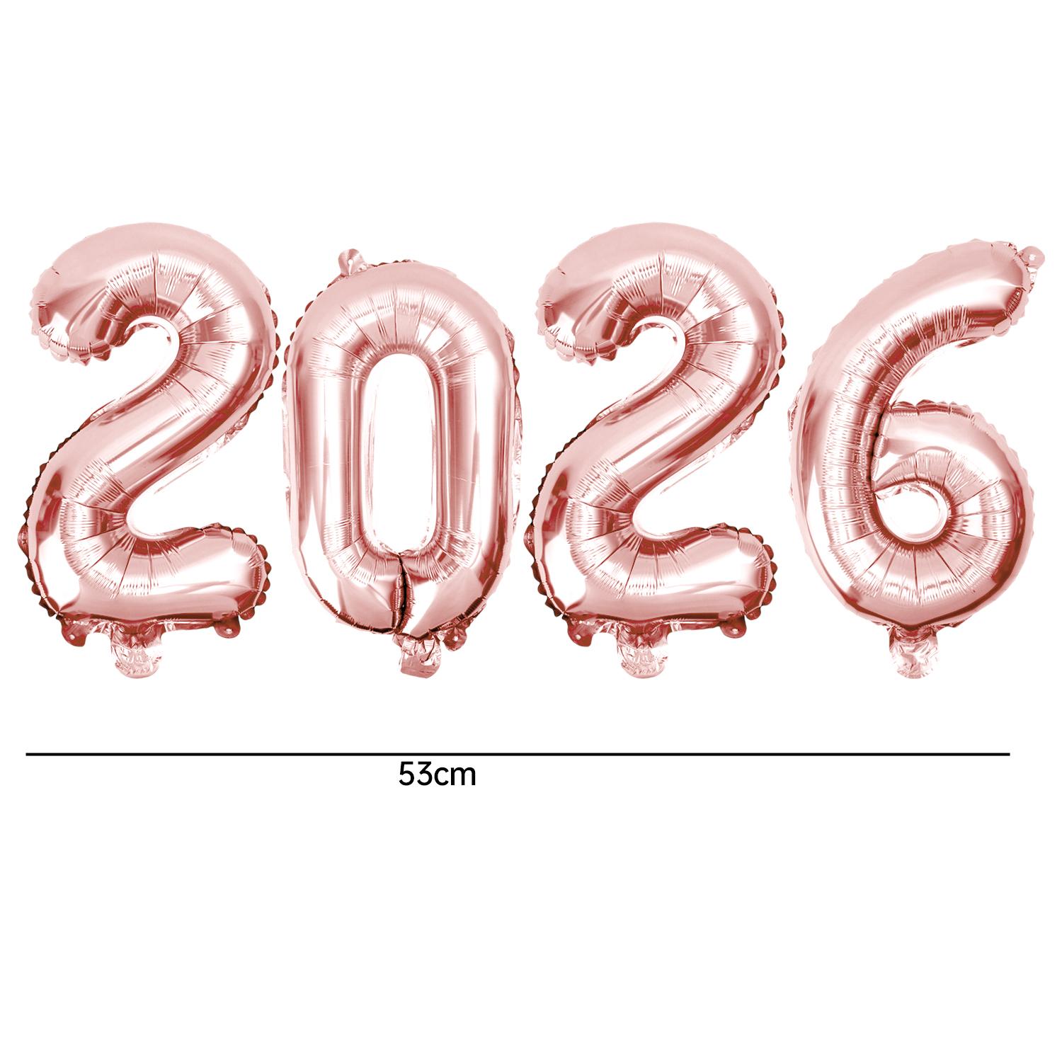 

2026 С Новым годом Цифровые шары Розовое золото Серебро Разноцветные Алюминиевая фольга Канун Рождества Украшение для вечеринки 16 дюймов Фотореквизит 16INCH