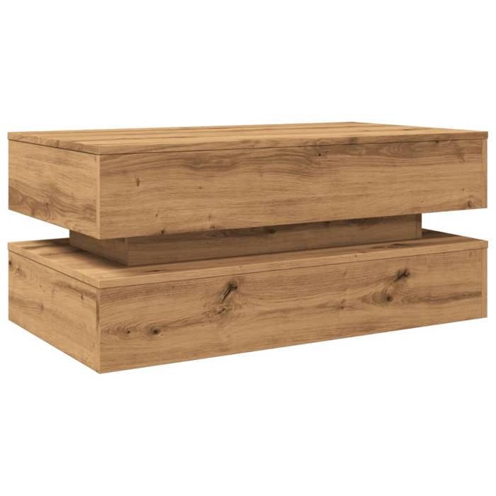 VidaXL Coffee Table with LED Lights Artisan Oak 90x50x40 Cm, Side Table, Living Room Table, End Table, 857719