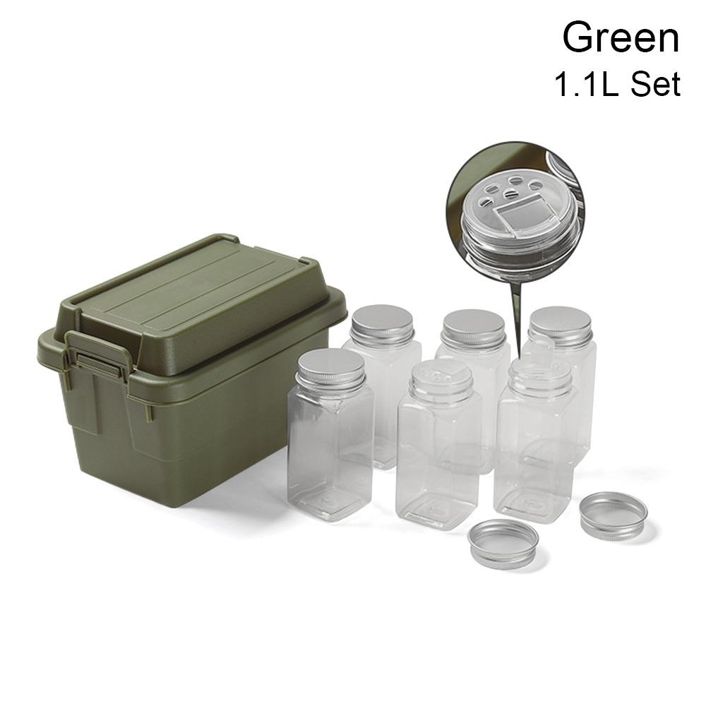 1Set Seasoning Dispenser Bottle Outdoor Storage Box Picnic BBQ Portable Sundries Box Plastic Jar Spice Storage Bag