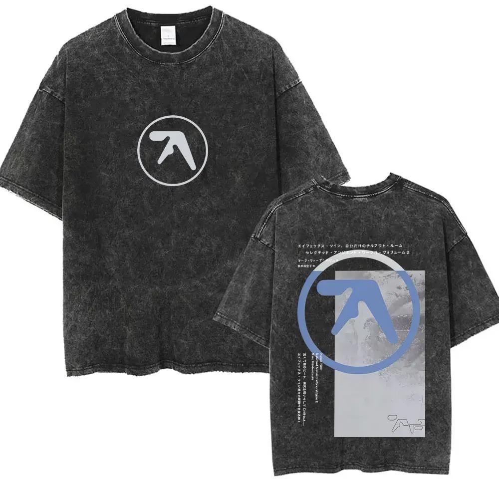2026 Y2k T-Shirt Herrenbekleidung Neu im Top & T-Shirts Unisex-T-Shirt Gewaschen Vintage Aphex Twin Selected Ambient Works Buchstabendruck