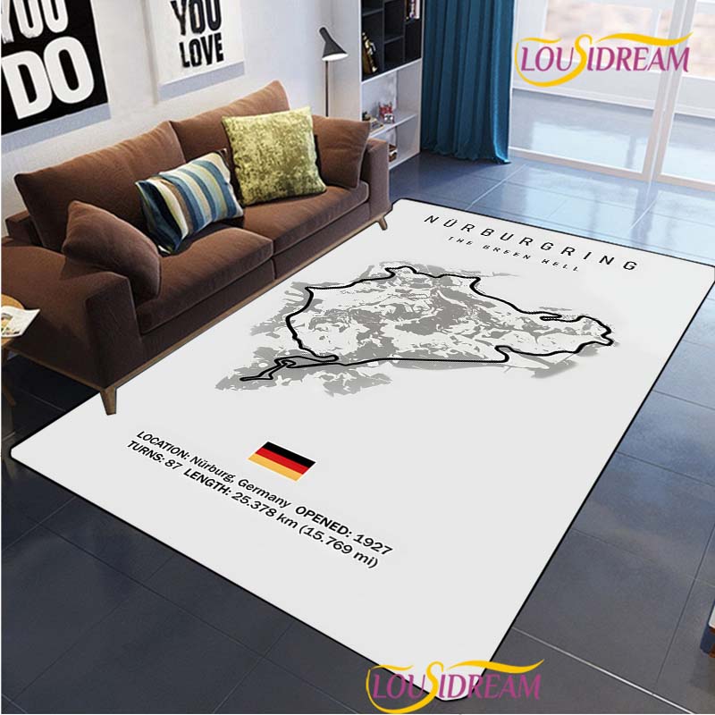 Nurburgring F1 mezinárodní Koberec do obývacího pokoje Ložnice Koberec Dětský Kuchyně Protiskluzová podložka Dárek k narozeninám Fotografické rekvizity Koberec