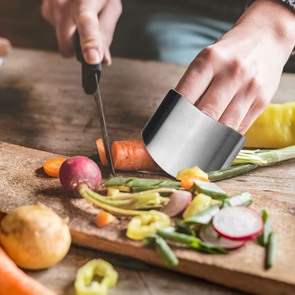 Stainless Steel Finger Guard, 2PCS Finger Protector Finger Guard For Cutting Kitchen Tool Protector Avoid Hurting When Cutting In Kitchens