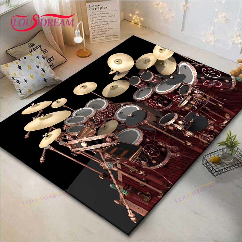 Fashion Music Drum Set Printed Carpet Outdoor Area Rug Non -slip Carpet Bedroom Decor Carpet for Living Room Birthday Gift