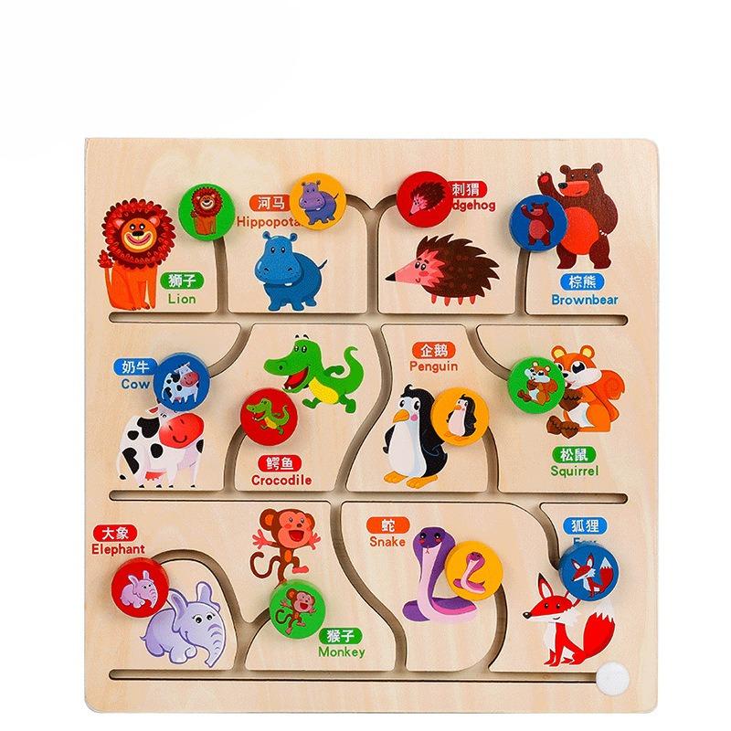 Big hand holding small hand wooden position maze toy walking beads building puzzle early education educational intelligence development teaching aids