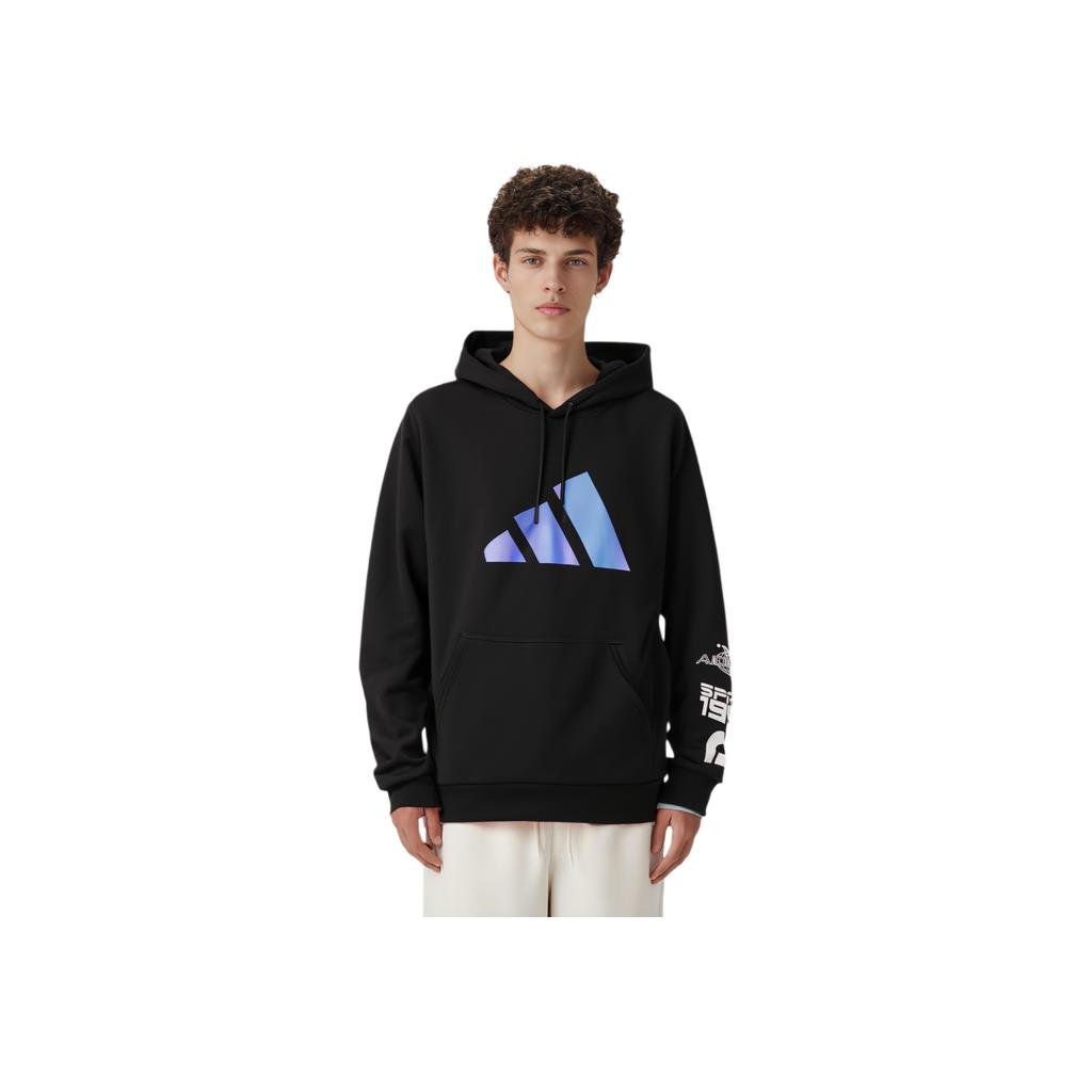 adidas Felpa con cappuccio casual con stampa logo da uomo Felpa nera GI6396