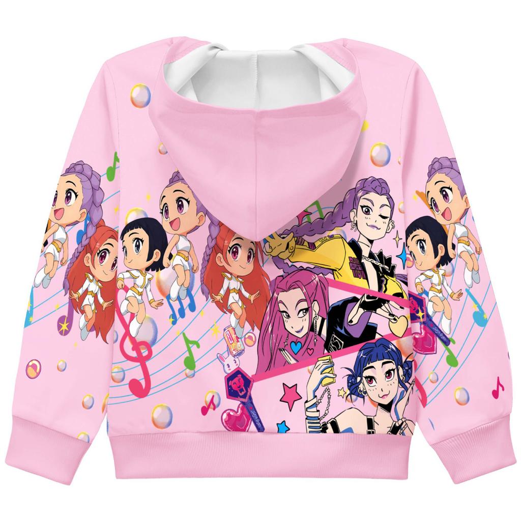 Girls Hoodie 3D Cartoon Jacket Sweatshirt Music Zip Hooded Long Sleeve Tops