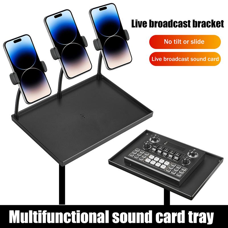 1Pc 25X18Cm Projectors Tray Tripod Stand Sound Card Projectors Tray Platform Holder Black Plastic 1/4In Screw Adapter чёрный