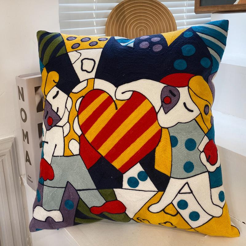 New Style Embroidery Abstract Pillowcase Cushions Covers Picasso Decorative Throw Pillows For Sofa Car  45x45cm