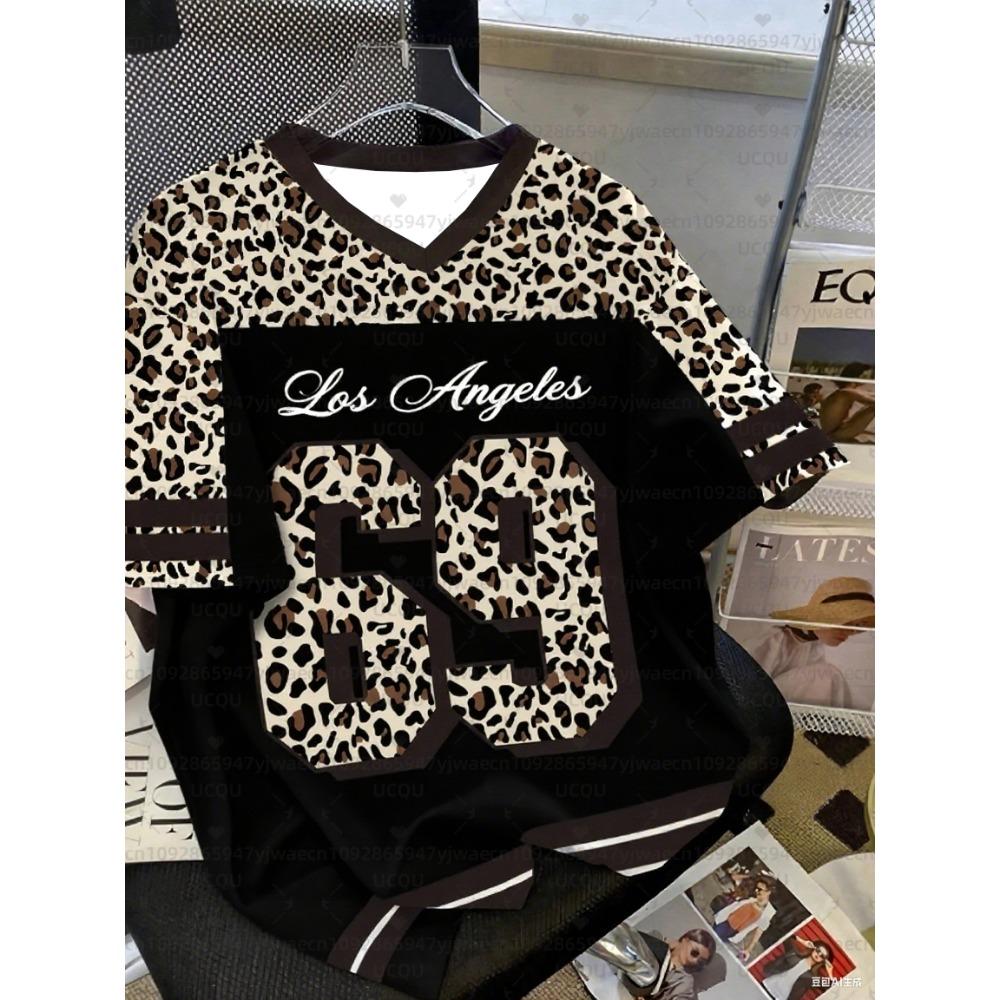 

Женская летняя футболка с коротким рукавом леопардовый принт большого размера женская спортивная взрослая футболка XS