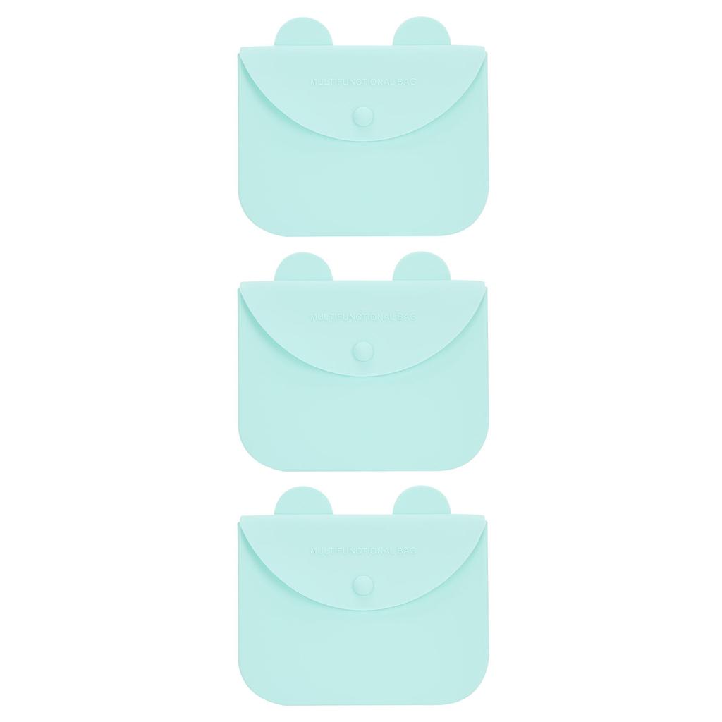 3 Pièces Sac de Rangement pour Masque Buccal Portable Anti-poussière Réutilisable Silicone Étui pour l'Extérieur(Rose )