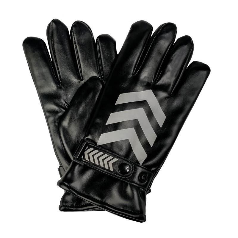 

Thickened Fleece-Lined Reflective PU Leather Gloves