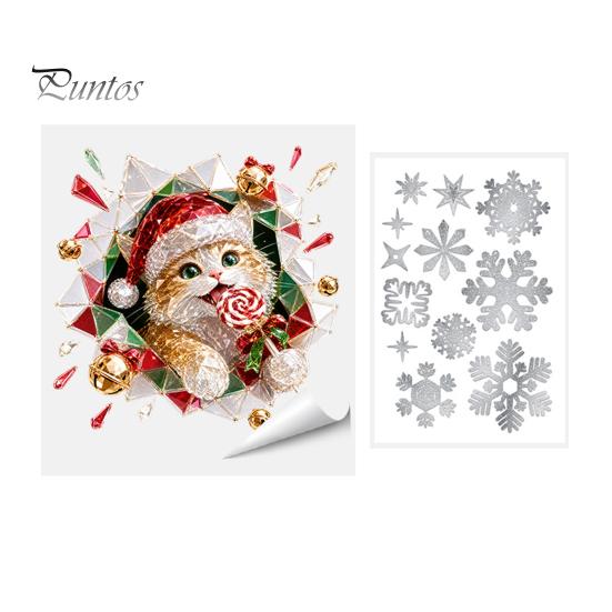 Living Room Christmas Accents 2Pcs Stained Glass Style Window Clings, Double?Sided Printed Xmas Static Indoor Outdoor Festive Signs Decals, Snowman
