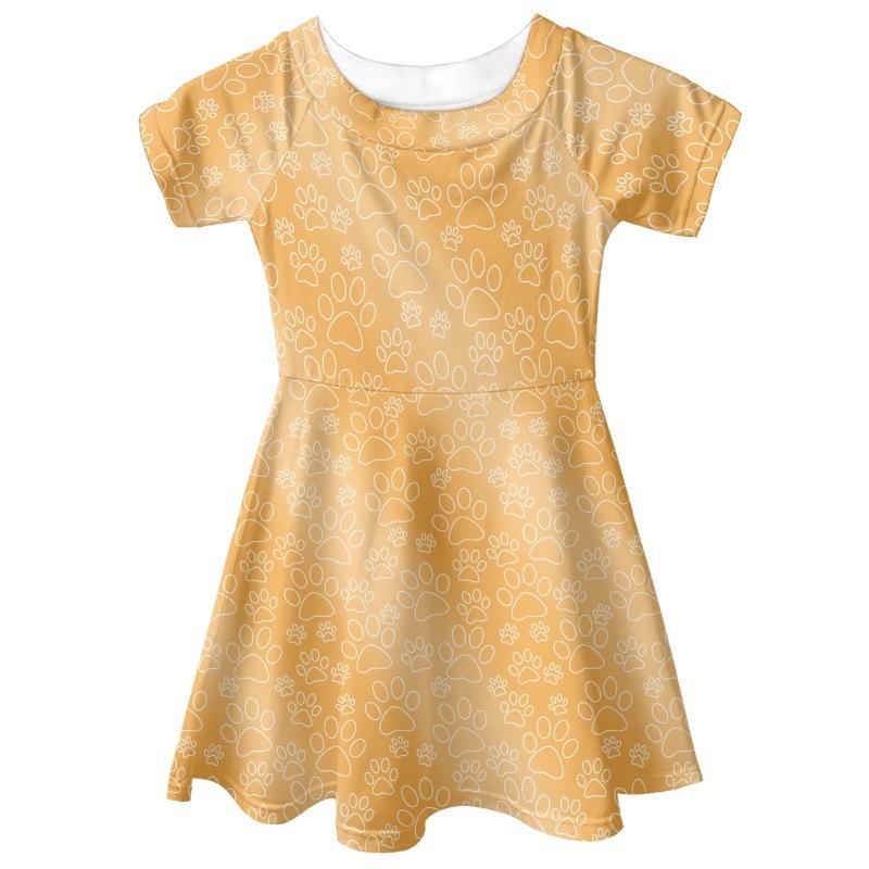 

Платья с 3D принтом для девочек, детское праздничное платье принцессы без рукавов для девочек, платье-майка с 3D цветным принтом следов собаки 180 жёлтый