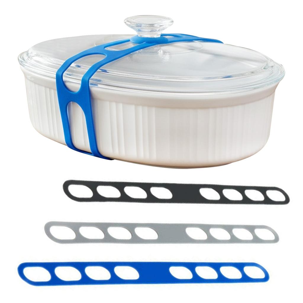 3 pezzi Legaccio Elastico Autobloccante in Silicone Riutilizzabile Può Essere Riutilizzato Cinturino Fissaggio Coperchio Pentola Lunghezza Regolabile Adatto per Pentole e Ciotole