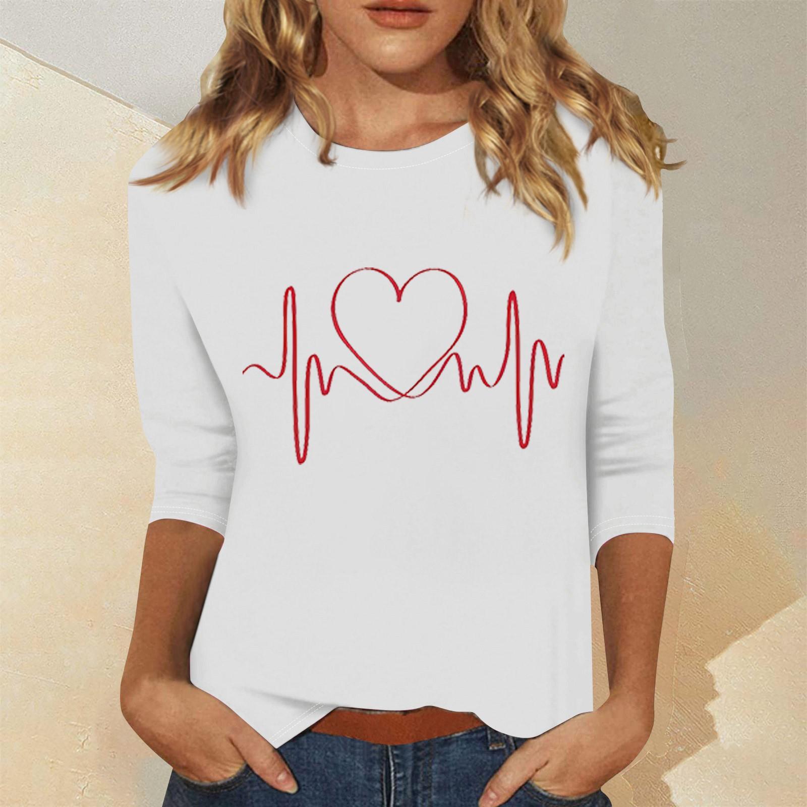 

Женская мода повседневный свитер с семью рукавами и принтом ко Дню святого Валентина M белый