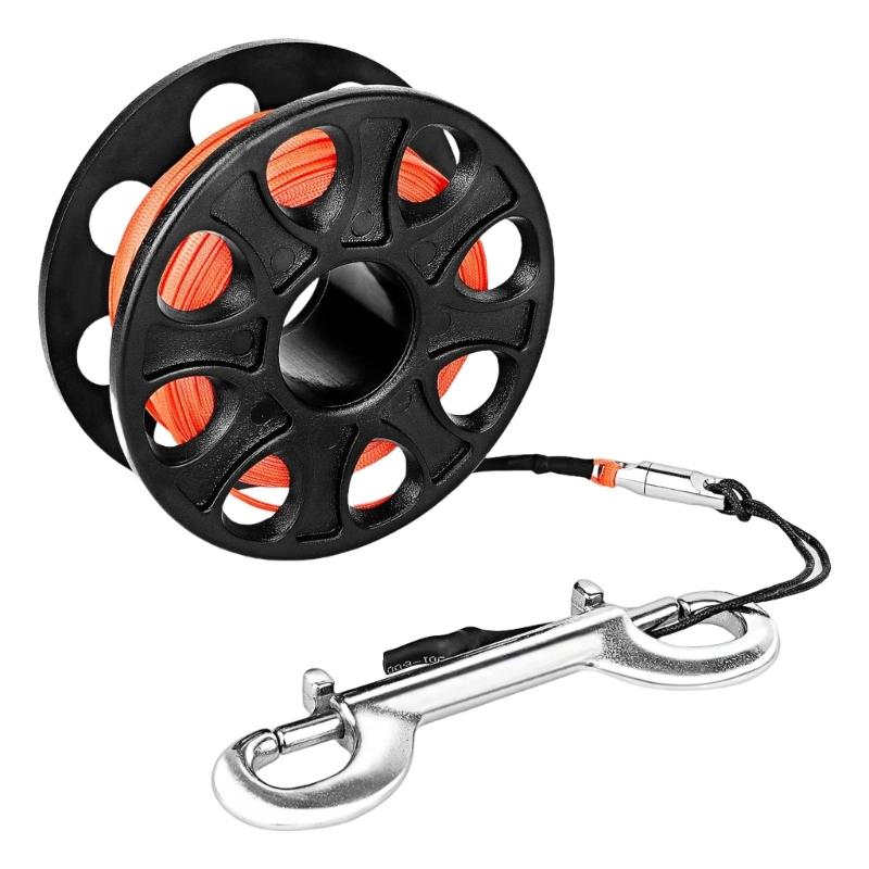 Scubas Diving Spool Finger Reel Plastic Spool Finger Reel with Double Ended Hook Cave Diving Equipment Enduring
