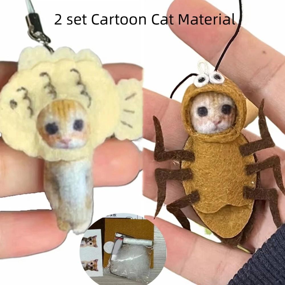 Material Package Cockroach Cat Keychain Material Dorayaki Cat Pendant Material  Daily Use