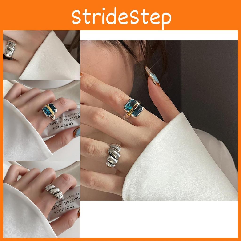 Chic Retro Inspired Open Design Ring For Women With Luxurious Blue Stone Accent