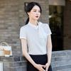 Elegant Women's Short-Sleeve Bow Shirt - Professional White Summer Workwear