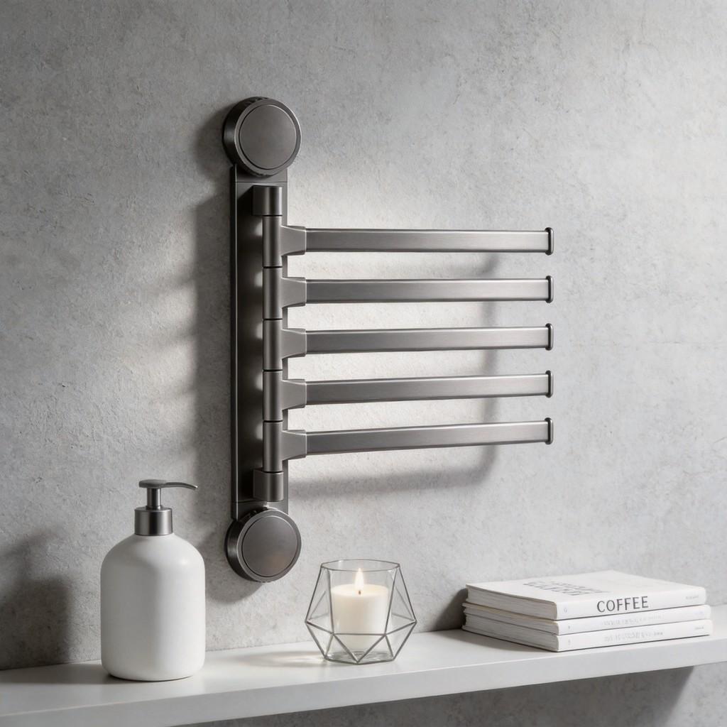 Modern Minimalist Plastic Rotating Towel Rack With Suction Cups For Bathroom Organization