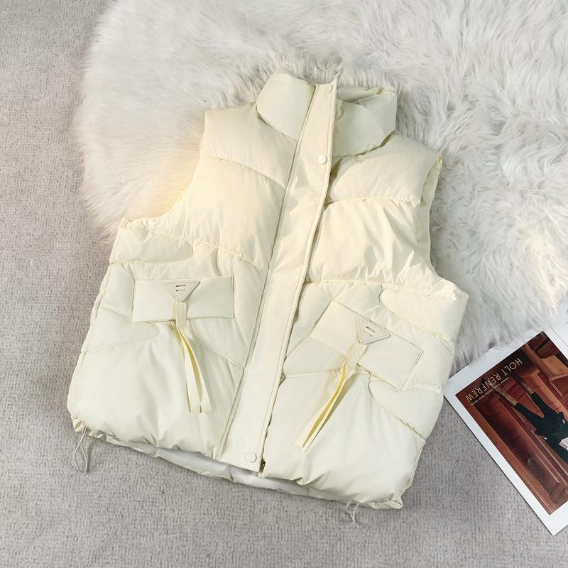 Women's Loose Fit Stand Collar Sleeveless Down Vest For Autumn And Winter