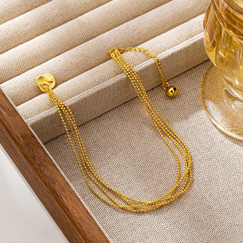 

Elegant Multi-Layered Vietnamese Sand Gold Bead Anklet for Women