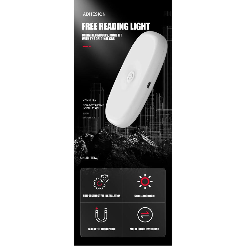 1PCS LED Touch Light Mini Wireless RGB Atmosphere Light USB Charging Auto Roof Ceiling Reading Lamp Car Interior Lighting 5V