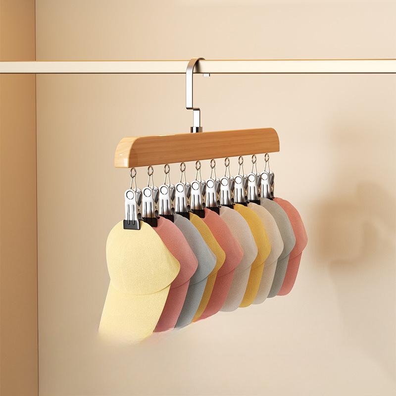 Percha de Madera con 10 Pinzas para Calcetines y Lencería, Tendedero Multiusos para Sombrero y Ropa Interior, Organizador de Lavandería para el Hogar