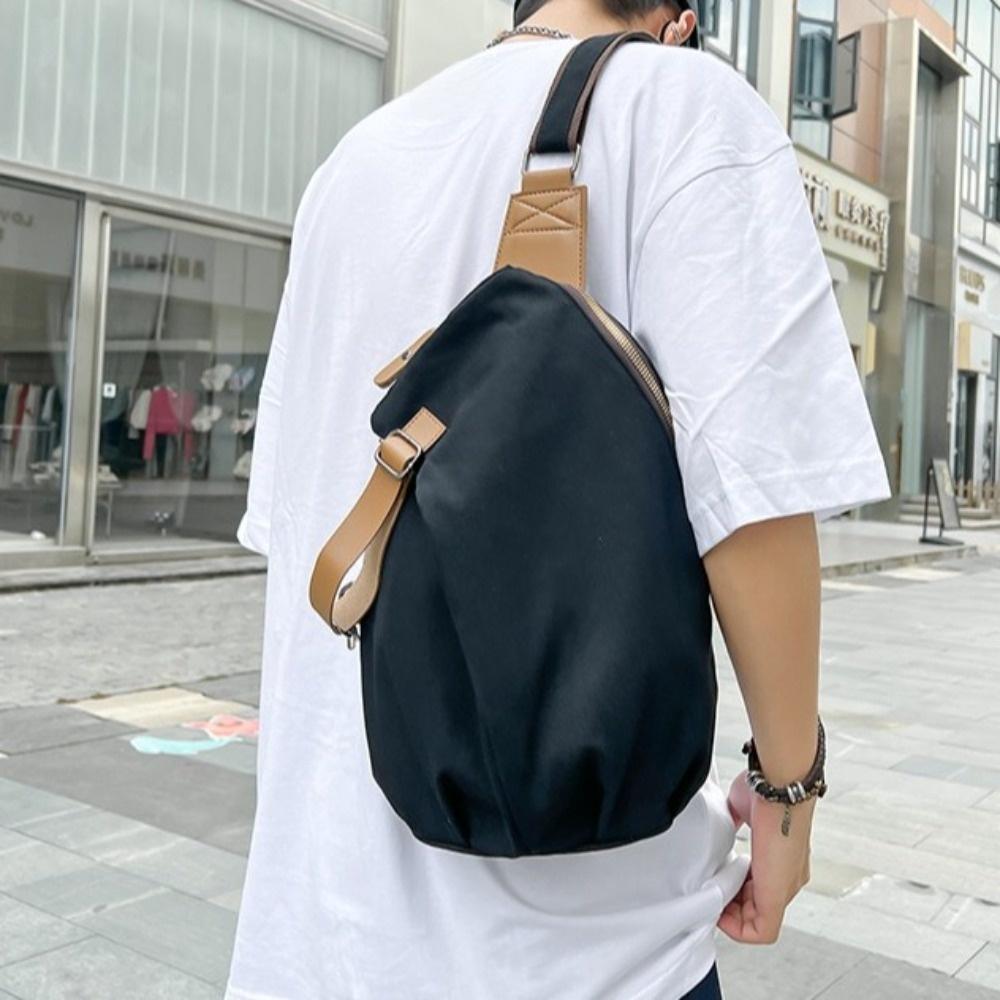 Large Capacity Nylon Crossbody Bag Solid Color Cycling Shoulder Bag Casual Phone Pouch  Unisex