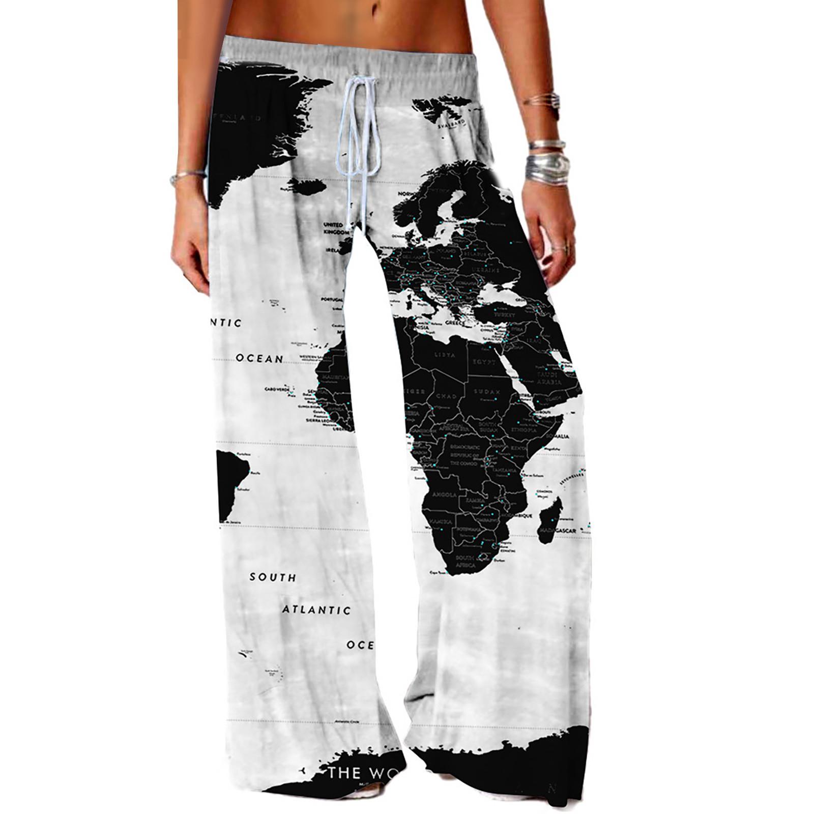 

Женские повседневные модные свободные брюки для йоги с цифровым принтом и широкими штанинами. XL белый