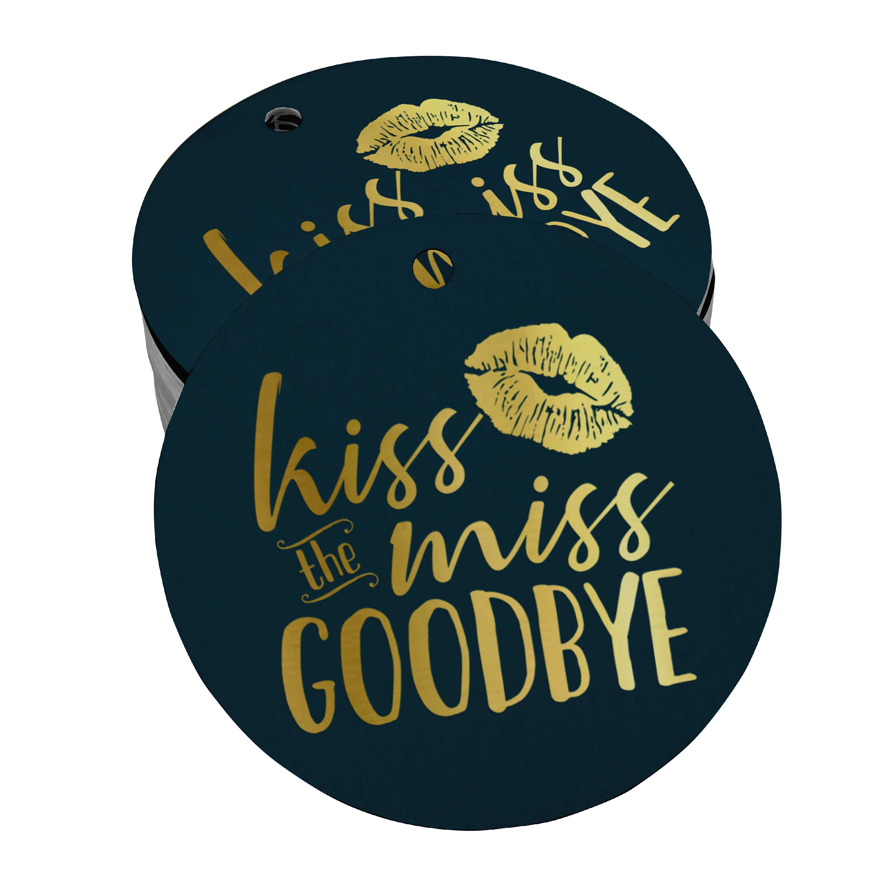 

Inkdotpot Упаковка зі 100 паперових бірок Kiss The Miss Goodbye Bridal Shower Favor Виготовлення справжніх золотих фольгованих ярликів 50 Gold Foil Tags синій