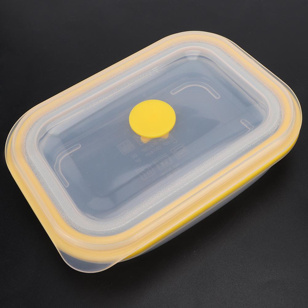 600ml Rectangular Portable Food Grade Silicone Folding Lunch Box Food Container (Yellow)