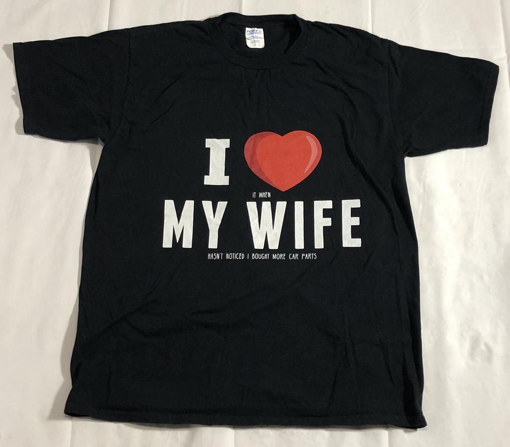 Car Joke T Shirt Mens L Graphic Print Funny I Love It When My Wife Black Tee