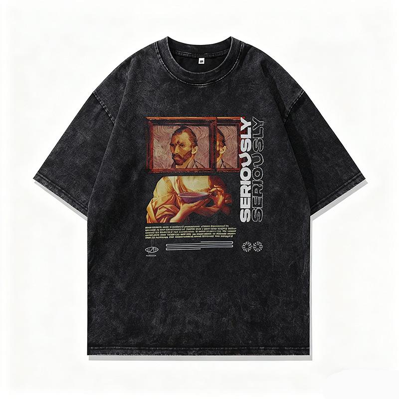 High Street Heavy Hoodie Jacket European And American Retro Direct Injection Printing Loose Washing Old Sweater Men S