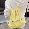 Large Capacity Light Soft Nylon Bag Contrast Color Shoulder Bag Drawstring  Backpacks  Travel