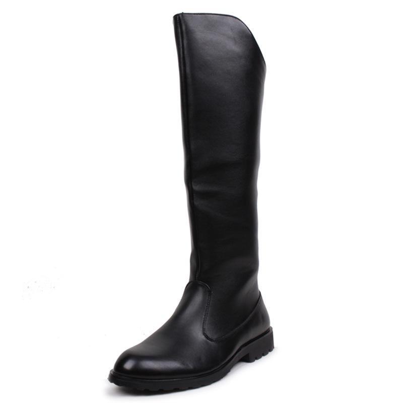 Men's Leather High-Top Riding Boots with Knee Guards - Warm and Stylish Over-the-Knee Motorcycle Boots for Autumn and Winter
