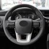All Black Leather Steering Wheel Cover For Toyota Hilux 2015 2016 2017 2018