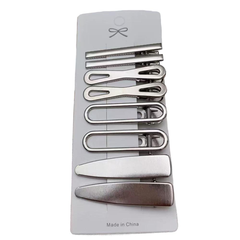 8Pcs/Set Vintage Silver Y2K Hair Clip Set Duckbill Clip Side Clips Retro Hairclip  Women Girls