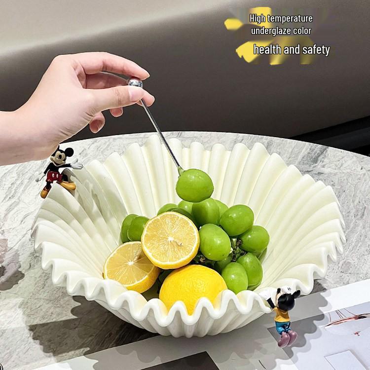 Luxury Black Ceramic Fruit Bowl - French Tabletop Decorative Tray