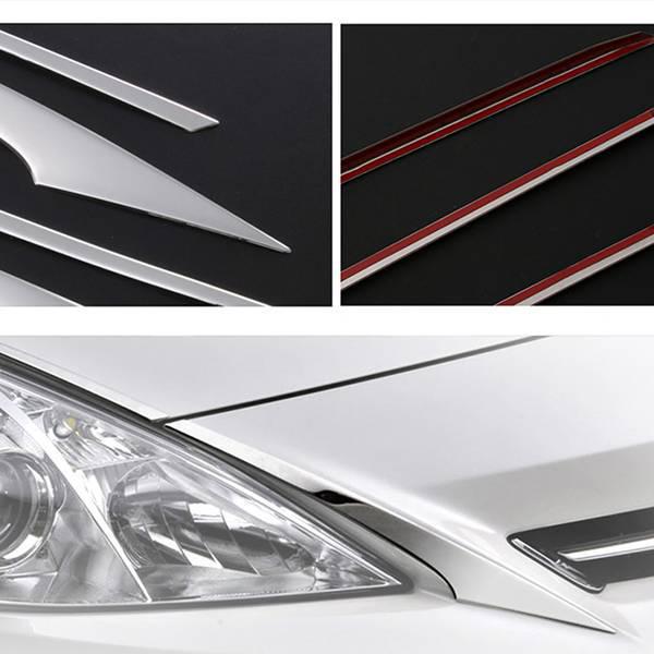 Set of 4 Stainless Steel Headlight Eyebrow Trims for Toyota Prius 40 Series