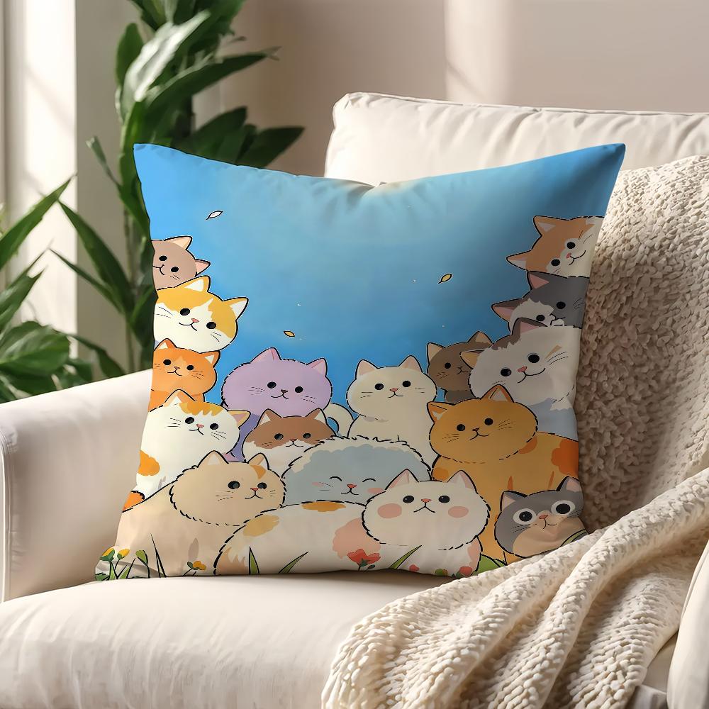 Cute Cat Mimi Cushion Cover For Pillow Printing Sofa Decoration Home Car Room Coffee Shop Office Nordic Simplicity