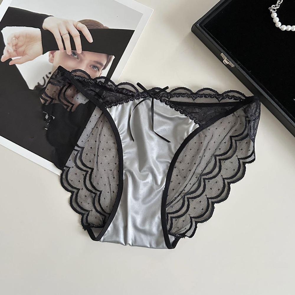 Low Waist Seamless Lace Briefs Ultra-thin Women's Mesh Underpants Lace Flower Panties  Lingerie