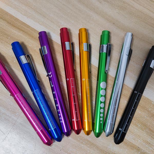 Aluminum Alloy Pen-Style LED Flashlight – Yellow & White Light, with Logo Yellow Light Silver