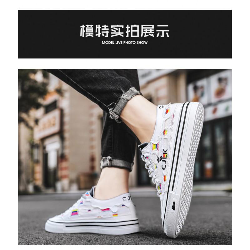 Mens Breathable Canvas Slip-On Sneakers Low Top Casual Shoes Daily Wear
