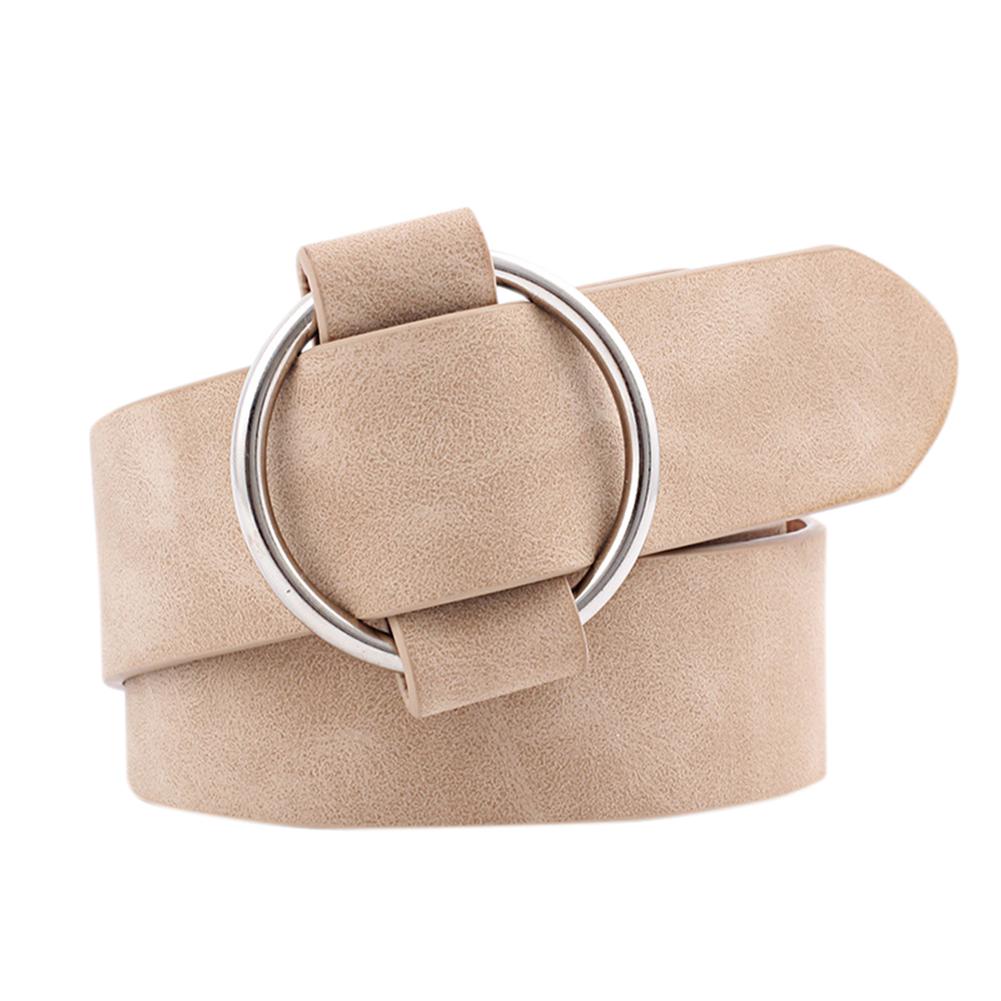 Women Fashion Casual Belts Simple Round Buckle Leather Waistband for Jeans Dress